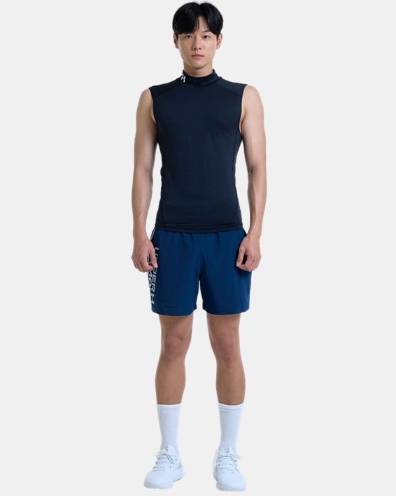 Men's UA Qualifier 5" Wordmark Shorts in Blue image number 2